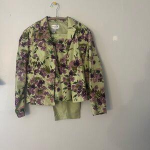 Talbots Green and Purple Floral Blazer suit